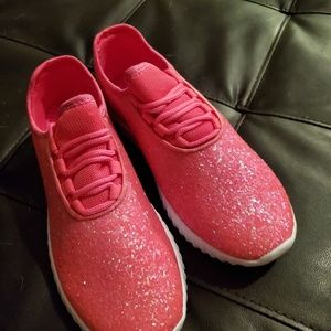 hot pink glitter tennis shoes
